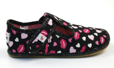 Ef barefoot dievčenske papuče 395 Black Hearts