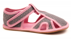 Ef Barefoot dievčenské papuče 386  šedé botky